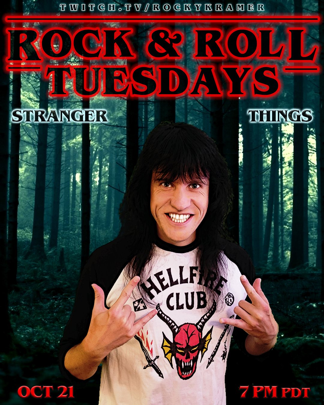 Rocky Kramer’s Rock & Roll Tuesdays Presents “Stranger Things” On Tuesday, October 21st, 2025 7 PM PT on Twitch